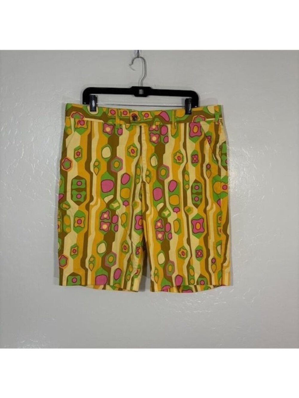 Loudmouth Golf Shorts Mens 38 Multicolor Geometric Print Golf Cotton Stretch